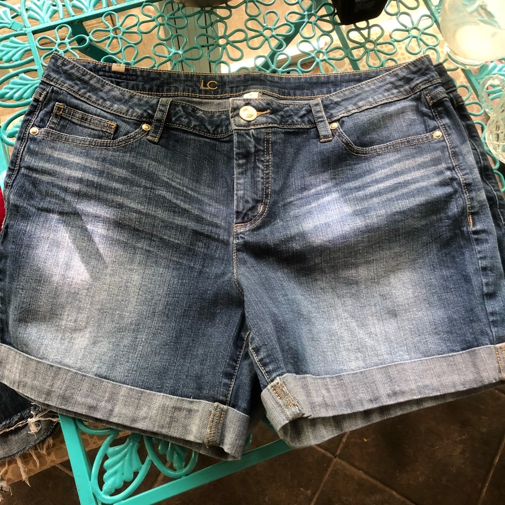2 pair Lauren Conrad jean shorts cuffed size 16 EC